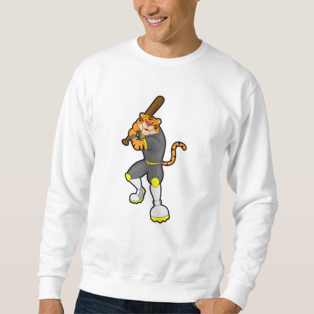 Tiger as Baseball player with Baseball bat Sweatshirt (Front)