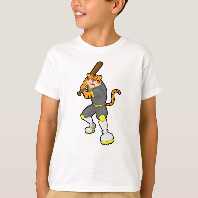 Tiger as Baseball player with Baseball bat T-Shirt (Front)