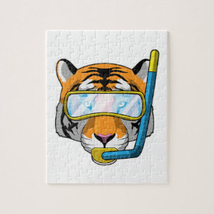 Tiger as Diver with Snorkel Jigsaw Puzzle