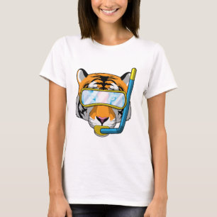 Tiger as Diver with Snorkel T-Shirt