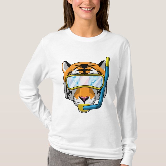 Tiger as Diver with Snorkel T-Shirt (Front)