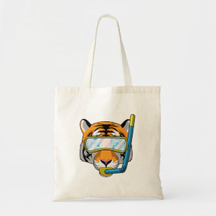 Tiger as Diver with Snorkel Tote Bag