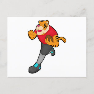 Tiger as Football player with Football Postcard