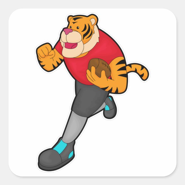 Tiger as Football player with Football Square Sticker (Front)