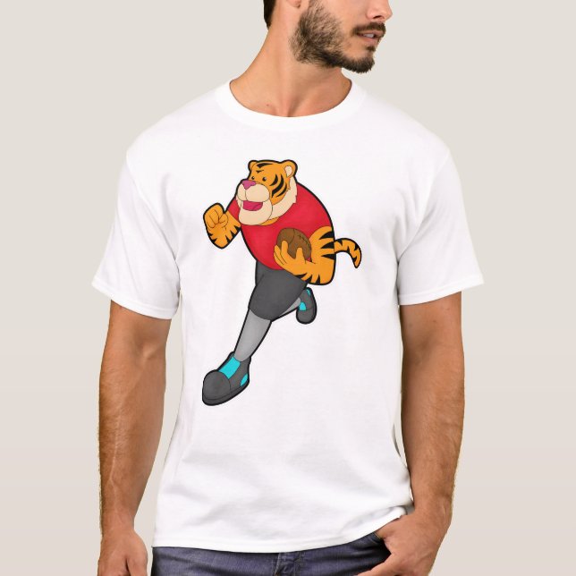 Tiger as Football player with Football T-Shirt (Front)