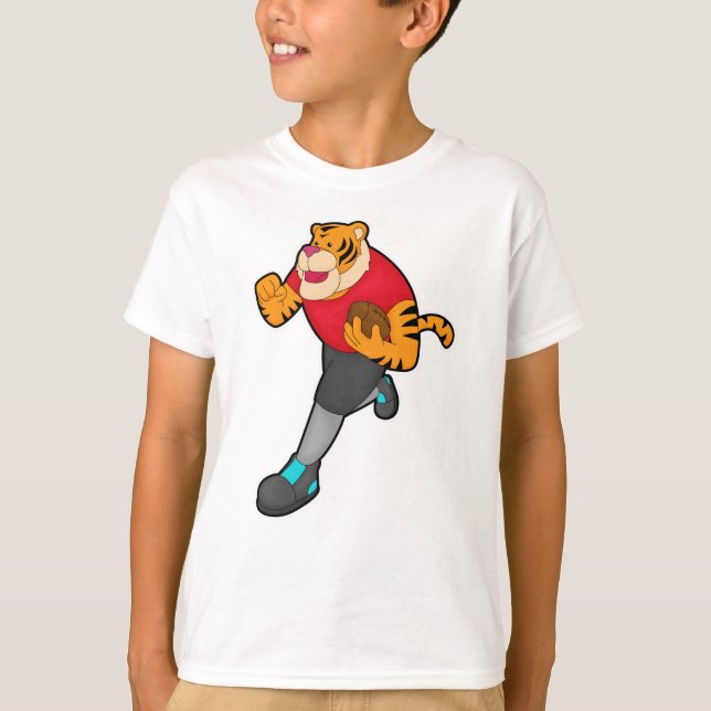 Tiger as Football player with Football T-Shirt (Front)