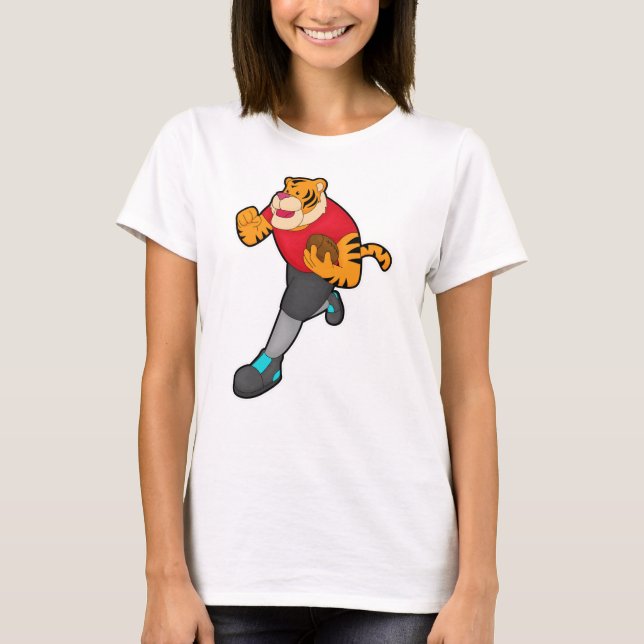 Tiger as Football player with Football T-Shirt (Front)