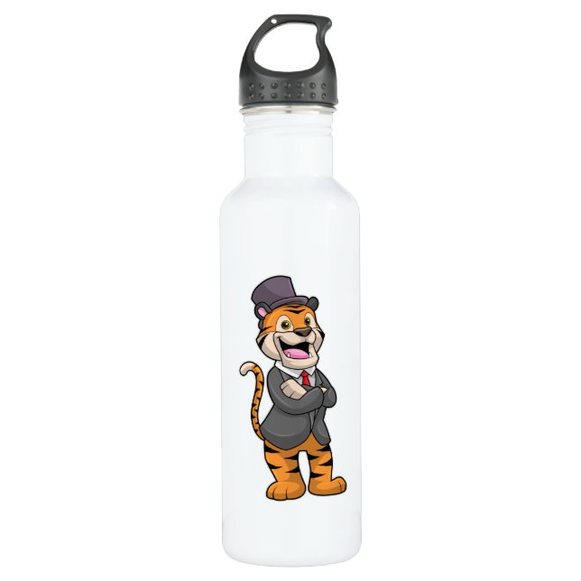 Tiger as Groom with Jacket & Hat 710 Ml Water Bottle (Front)