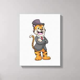 Tiger as Groom with Jacket & Hat Canvas Print