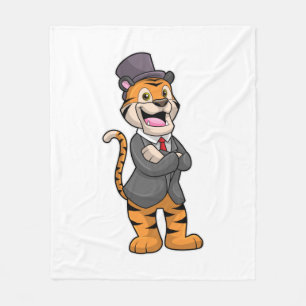 Tiger as Groom with Jacket & Hat Fleece Blanket