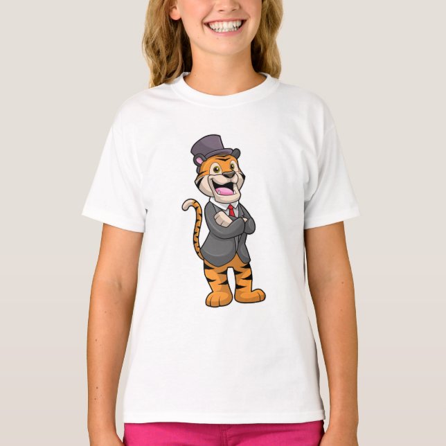 Tiger as Groom with Jacket & Hat T-Shirt (Front)