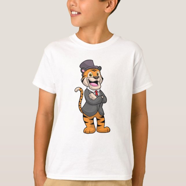 Tiger as Groom with Jacket & Hat T-Shirt (Front)