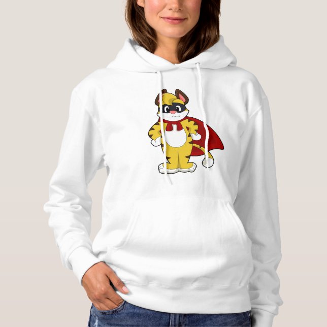 Tiger as Hero with Mask & Cape Hoodie (Front)