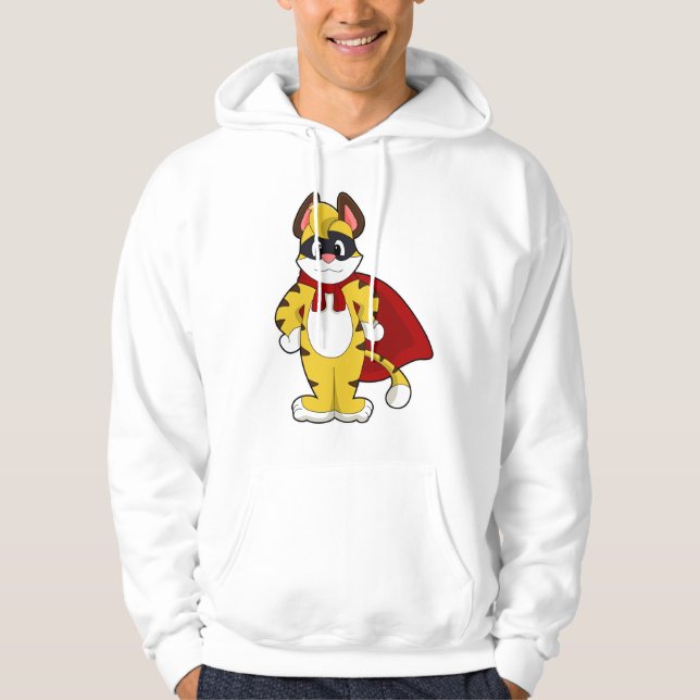 Tiger as Hero with Mask & Cape Hoodie (Front)