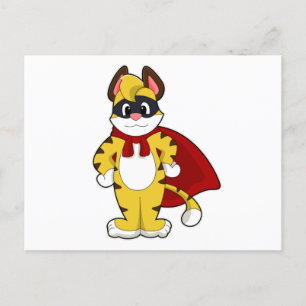 Tiger as Hero with Mask & Cape Postcard