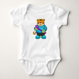 Tiger as Mechanic with Wrench Baby Bodysuit