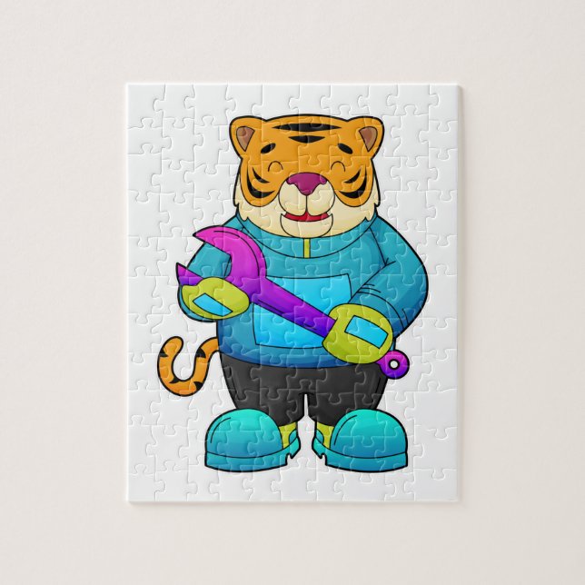 Tiger as Mechanic with Wrench Jigsaw Puzzle (Vertical)
