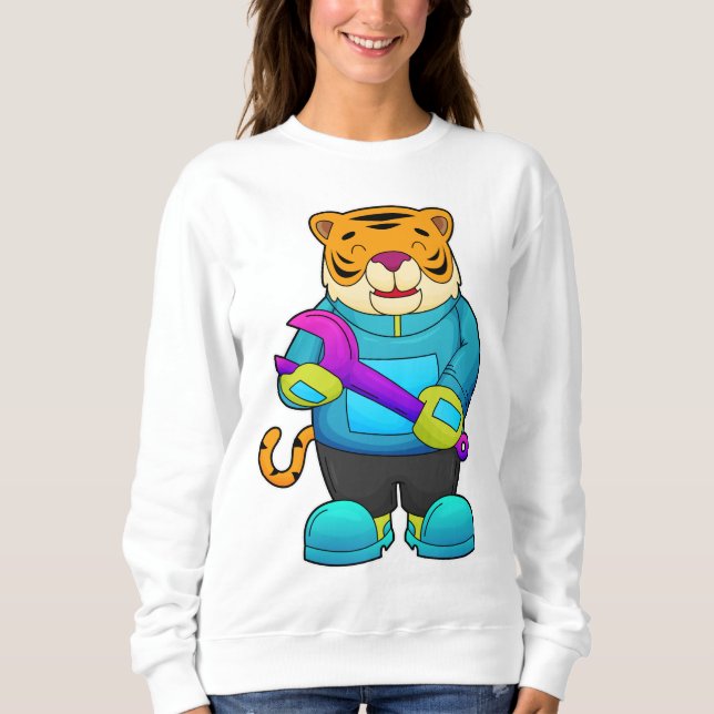 Tiger as Mechanic with Wrench Sweatshirt (Front)