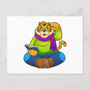 Tiger as Nerd with Book Postcard
