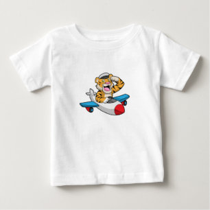Tiger as Pilot in Plane Baby T-Shirt
