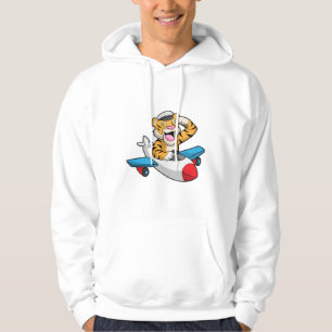 Tiger as Pilot in Plane Hoodie