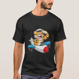 Tiger as Pilot in Plane T-Shirt