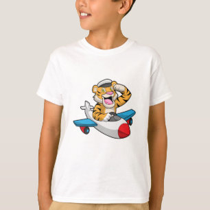 Tiger as Pilot in Plane T-Shirt