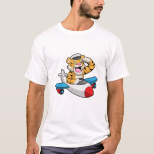 Tiger as Pilot in Plane T-Shirt