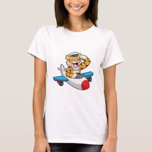 Tiger as Pilot in Plane T-Shirt