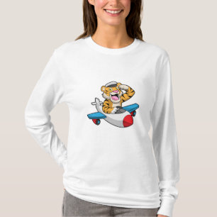 Tiger as Pilot in Plane T-Shirt