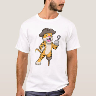 Tiger as Pirate with Wooden leg & Hooked hand T-Shirt
