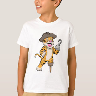 Tiger as Pirate with Wooden leg & Hooked hand T-Shirt