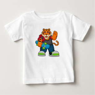 Tiger as Skater with Skateboard Baby T-Shirt