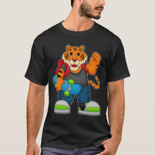 Tiger as Skater with Skateboard T-Shirt