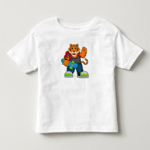 Tiger as Skater with Skateboard Toddler T-Shirt