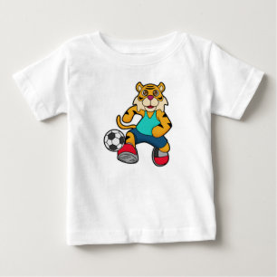 Tiger as Soccer player with Soccer ball Baby T-Shirt