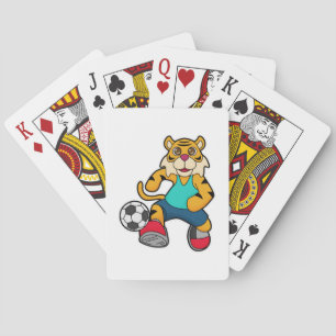 Tiger as Soccer player with Soccer ball Playing Cards
