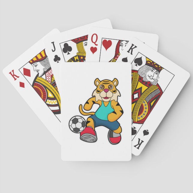 Tiger as Soccer player with Soccer ball Playing Cards (Back)