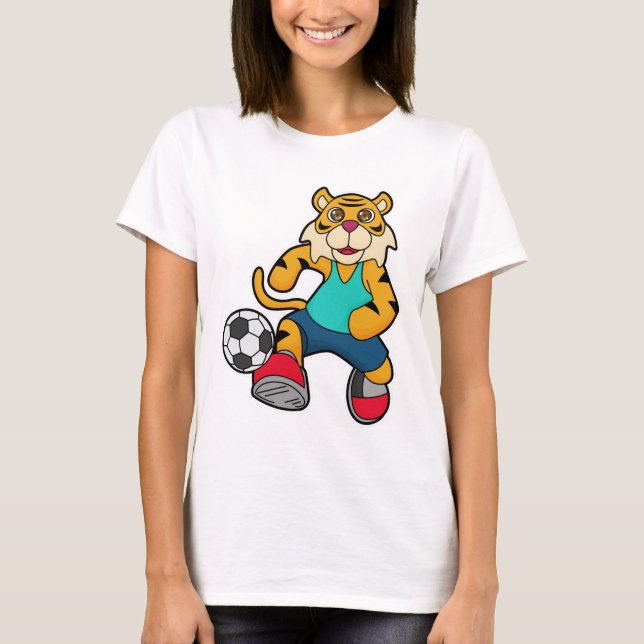 Tiger as Soccer player with Soccer ball T-Shirt (Front)