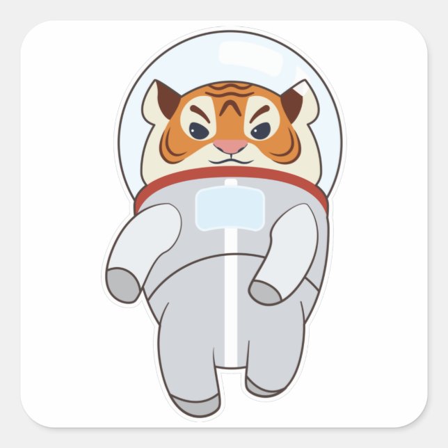 Tiger as Spaceman Costume Square Sticker (Front)