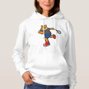Tiger as Tennis player with Tennis racket Hoodie