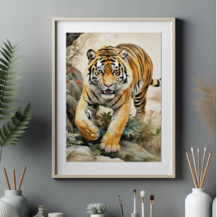 Tiger Asian Traditional Painting Photo Print