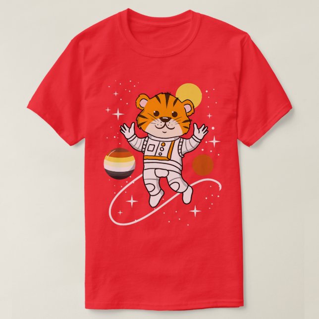 Tiger Astronaut Gay Bear Pride  T-Shirt (Design Front)