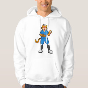 Tiger at Baseball with Baseball glove & Cap Hoodie