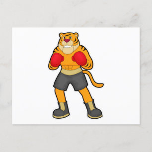 Tiger at Boxing with Boxing gloves Postcard