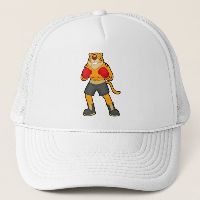 Tiger at Boxing with Boxing gloves Trucker Hat (Front)