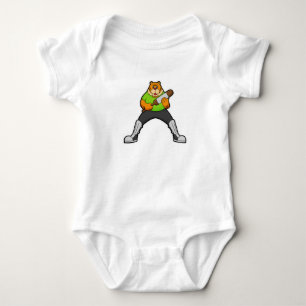 Tiger at Cricket with Cricket bat Baby Bodysuit