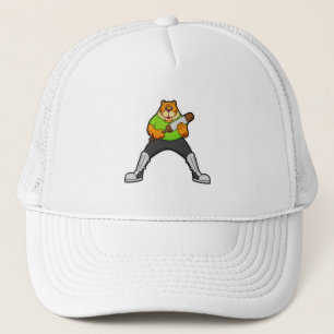 Tiger at Cricket with Cricket bat Trucker Hat
