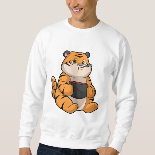 Tiger at Eating with Bowl Sweatshirt (Front)