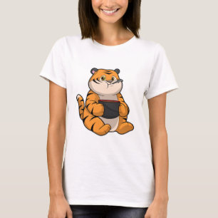 Tiger at Eating with Bowl T-Shirt